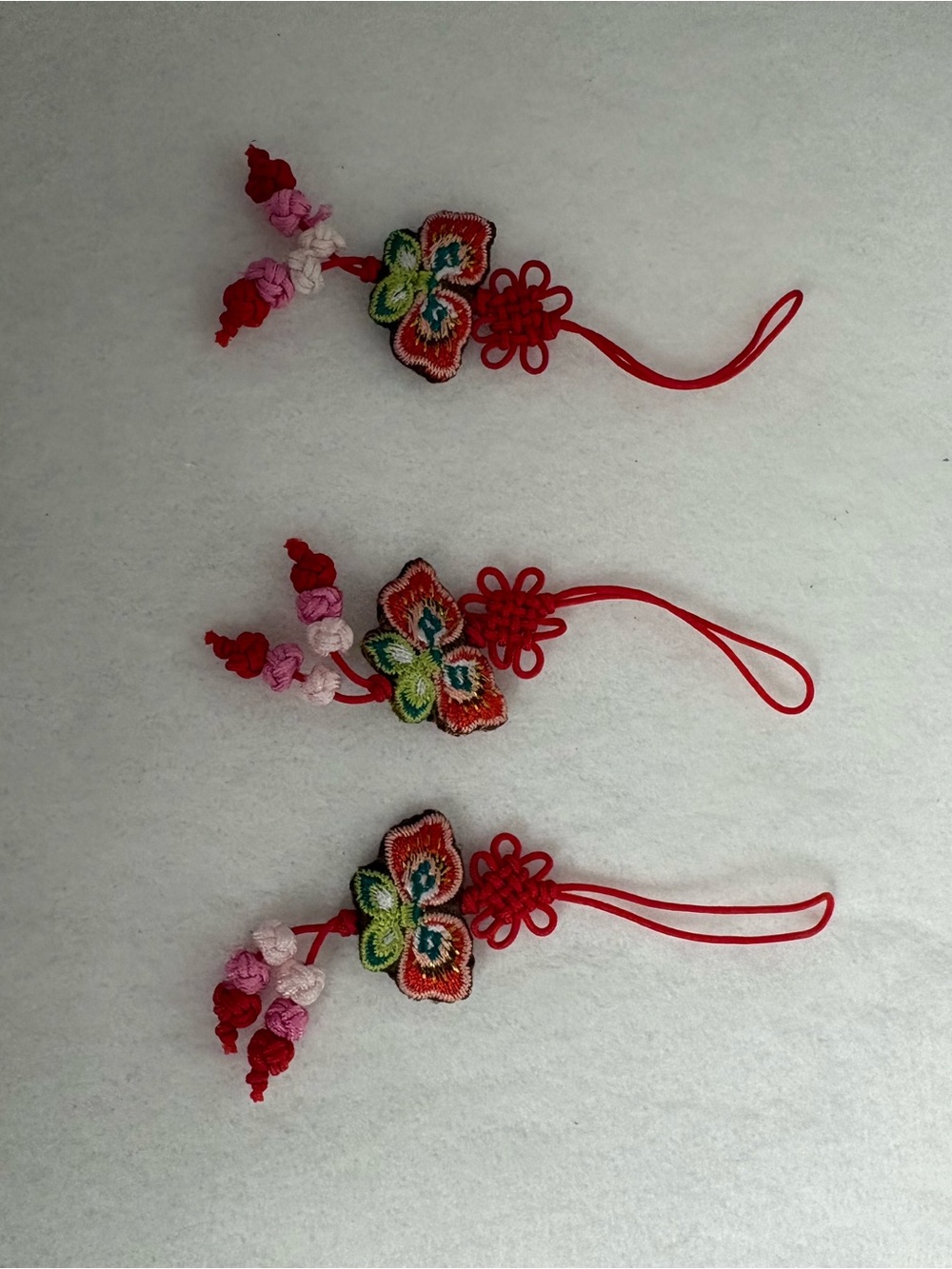 Set of 3 Red Butterfly Korean Mini Norigae Knot Tassel - Picture 4 of 4